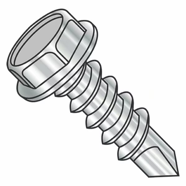 Self-Drilling Screw, #12-14 x 3/4 in, Plain 18-8 Stainless Steel Hex Head Hex Drive, Usa Industrials, Mfr#: BULK-SCRW-10991